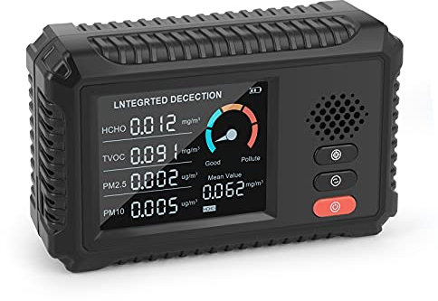 Air Quality Monitor, Air Gas Detector Indoor Gas Detectors CO2 PM2.5 PM10 Air Quality Detector USB Charging Air Pollution Monitor for Home Office