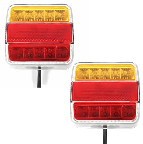 Woola 2 x LED Anhänger Beleuchtung Rücklichter,12V Anhängerbeleuchtung Komplett für Anhänger PKW KFZ Anhang Traktor