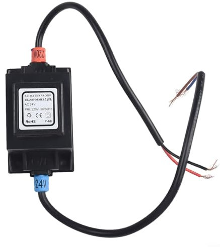 Besttoolifes Trasformatore LED da 24 V AC/AC, trasformatore di potenza per esterni, IP67, 24 V, trasformatore di isolamento impermeabile, facile da usare (15 W)