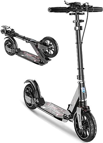 Generisch Big Wheel Cityroller für Erwachsene mit 150 kg Tragkraft, Bremsen und Stoßdämpfern - Faltbares und verstellbares Kickboard für Kinder ab 16 Jahren