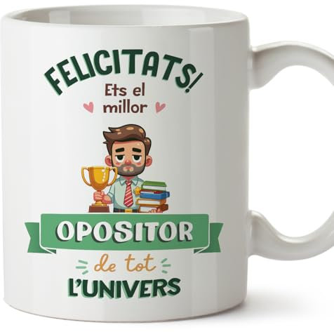 MUGFFINS Tazas para OPOSITOR hombre - En Catalán - Millor Univers Trofeu - 11 oz / 330 ml - Regalo original y divertido