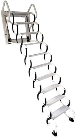CWCQGH Home Attic Stairs Manual Wall Mounted Attic Loft Stairs Wide Steps Loft Ladder Load Capacity 1000 Lbs Folding Attic Ladder (H1 2.75)