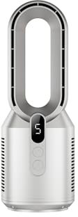 Comfort Zone Rechargeable Bladeless Tabletop Fan for Bedroom and Home, 5 Speed Settings, Display Screen, Non-Slip Feet, Ideal for Home Office, Quiet Operation, 14 inches, Silver, DC-14T
