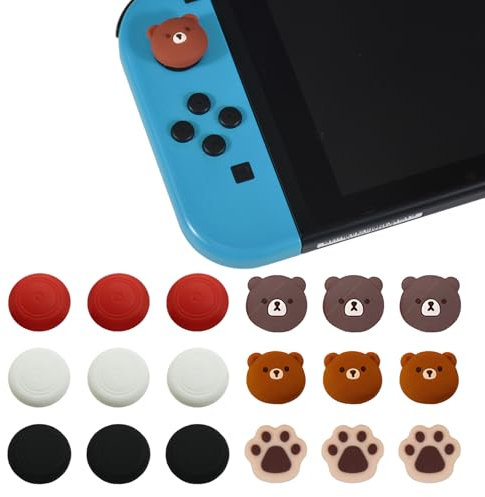 SNONESIY Silikon Joystick-Schutzabdeckung, 18 Pcs, Schwarz, für Nintendo Switch, Spielkonsole
