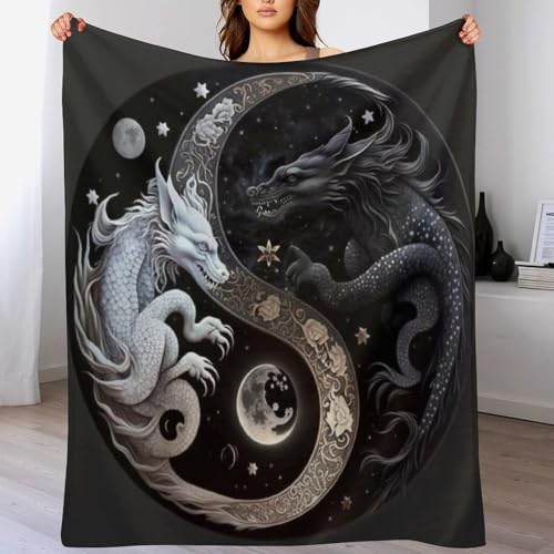 AAPZY Drache Kuscheldecke Couchdecke Decke Aus Flannel - Tagesdecke Wohndecken Für Sofa, Couch Oder Als Bettüberwurf - Waschbare Decke （130×180cm）
