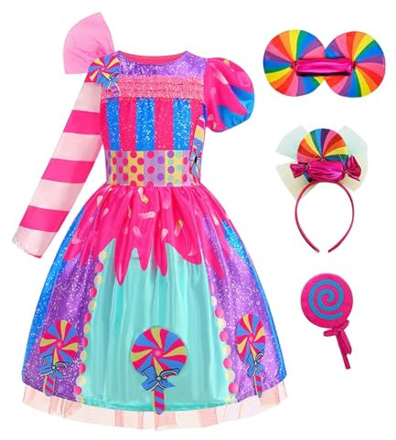 Generisch Lutscher Süssigke Kleid Mädchen Lollipop Kostüm für Rollenspiel Candy Prinzessin Kleid märchenhafte Welt Allerheiligen Party Kleid Festlich Kostüm für Karneval Party Fasching
