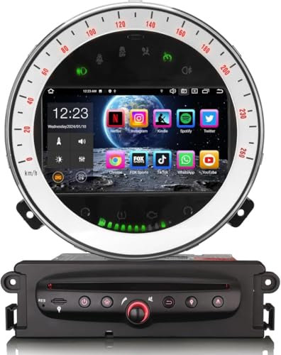 Android 14 8-Kern 4GB+64GB DVD Autoradio GPS Navi für BMW Mini Cooper 2006~2013 7 Zoll IPS Touchscreen Bluetooth 5.0 Unterstützt Kabelloses CarPlay Android Auto DAB+ FM Radio DSP WiFi OBD2 USB DVR