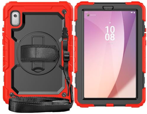 Fundas para Tablet PC Compatible con Lenovo Tab M9 9 pulgadas TB-310FU 2023 Funda resistente a prueba de golpes con protector de pantalla, soporte, correa for el hombro y correa de mano giratoria de 3