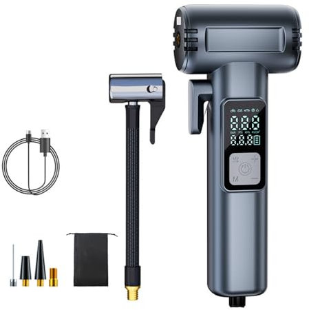 SOONHUA Mini Compresor Aire Portatil, 150 PSI Compresor Aire Coche, Inflador Ruedas Coche con Manómetro, Inflador Electrico, con Luz LED para Moto Bicicleta Bola