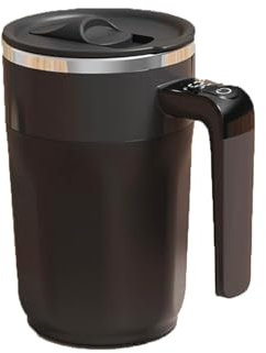 Coffee Cup Self Stirring Coffee Mug Stir Mug Portable Mixing Automatic Stirring Cups for Milk Cocoa and Drinks Durable Travel Personalised Cup (Black, 14cm)