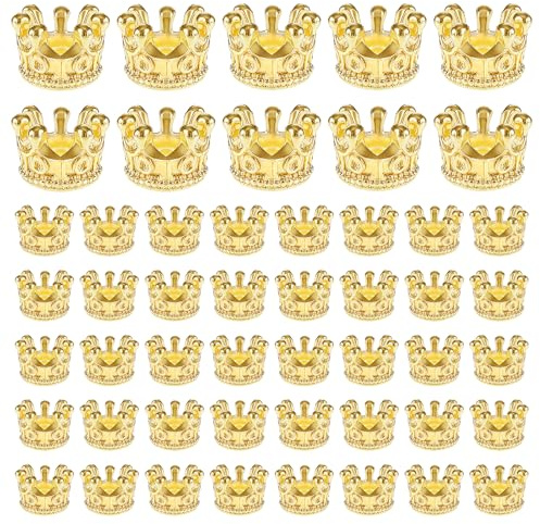 Zyghjort 50 Stück Mini Kronen Anhänger, Gold Kleine Krone Deko Vintage 3D Legierung Krönchen Charms für DIY Schmuck Halsketten Armbänder Bastelzubehör Sorgenwürmchen Zubehör