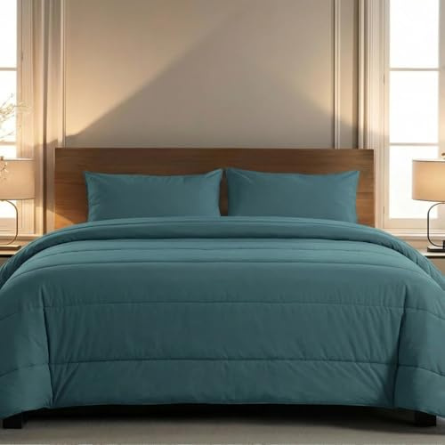 Zelesta® Comfort Uni 2-in-1 4-Jahreszeiten Ganzjahresbettdecke ohne Bezug – Bett in 10 Sek, Temperaturregulierend, Waschbar 40°C, Atmungsaktiv, Milbendicht, Mikrofaser (Meergrün, 140x200cm)