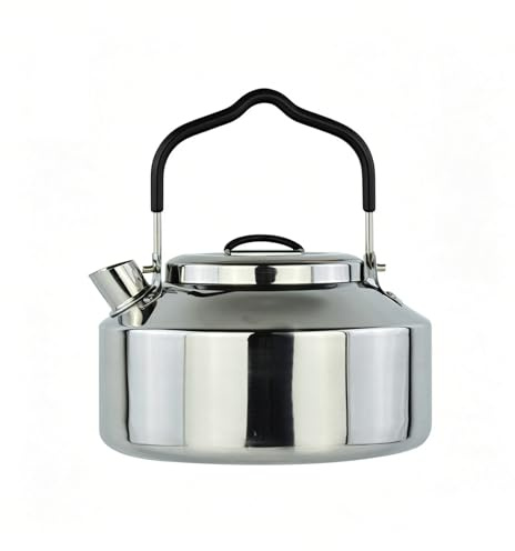 Camping Wasserkocher 1 Litre,Wasserkocher Edelstahl,Kaffeetasse kettle teekessel,Tragbarer Campingkessel 1000ml Für Zuhause, Holzofen,Reise,Kochen im Freien, Picknick,Wandern,Camping Zubehör(Schwarz)
