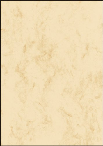 SIGEL DP191 Hochwertiger marmorierter Karton / Papier beige, A4, 25 Blatt, Motiv beidseitig, 200 g, Urkundenpapier, aus nachhaltigem Papier