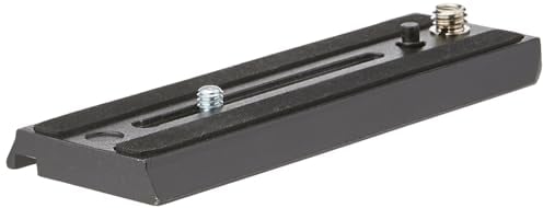 Manfrotto 509PLONG Piastra per Testa, Serie 509 con Attacco Rapido 1/4-3/8 per Video, Lunghezza 14 cm, in Alluminio, Nero