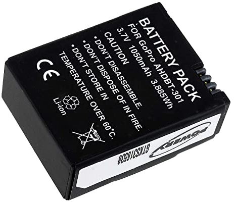 Batterie rechargeable pour GoPro Hero 3, 3,7V, Li-Ion