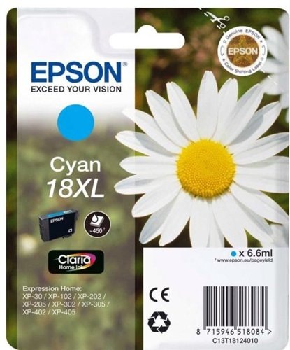 Epson 18XL Inkjet Cartridge Daisy High Capacity 6.6ml Cyan Ref C13T18124010