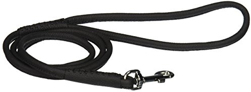 Dogline Hundeleine aus weichem Leder, gerollt, rund, 1,27 m, Schwarz