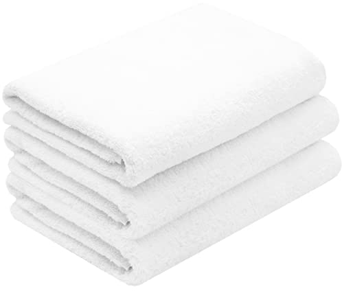 ZOLLNER 3er Set Duschtücher in 70x140 cm - besonders weiche und saugstarke Handtücher in weiß - mit praktischem Aufhänger - waschbar bis 95°C - Baumwolle - Hotelqualität