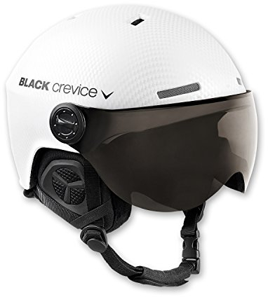 BLACK CREVICE Casco da sci Arlberg I Casco da sci con visiera stile pilota in diversi colori I Casco da sci Uomo & Donna I Casco da sci traspirante I Ricambio visiera incluso I Regolabile (S (51-53 cm), Ghiaccio)