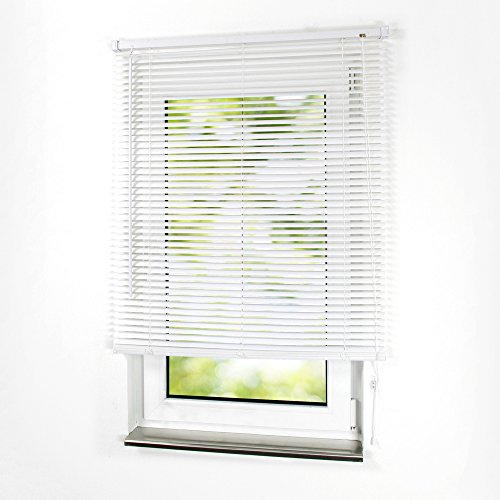 PVC Kunststoff Jalousie Kunststoffjalousie Weiß Lamellen Fenster Tür Rollo - Breite 40 bis 180 cm - Länge 160 und 220 cm Jalousette Plastik Lamellenjalousien (90 x 160 cm)