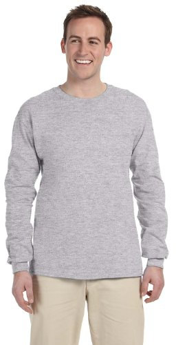 Gildan Men's Ultra Cotton Long Sleeve T-shirt, Style G2400 Shirt, Sport Grey, L