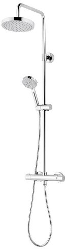 Schulte DuschMaster Rain III D969270 modern mit Thermostat, Messing-Kopfbrause extra flach 8 mm rund
