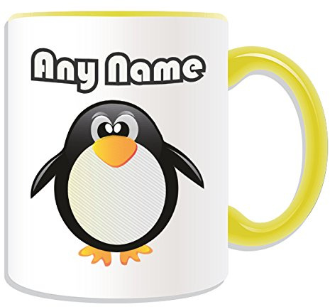 Personalised Gift - Fat Penguin Mug (Animal Design Theme, Colour Options) - Any Name/Message on Your Unique Mug