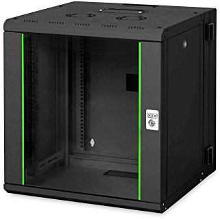 DIGITUS Armoire réseau – rack 19 pouces – 12U – montage mural – pivotante – capacité de charge 80 kg – série Unique – noir