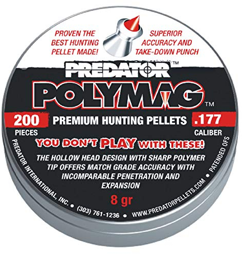 JSB Predator Polymag Diabolo Kaliber 4,5 mm / .177 Luftgewehr Munition Spitzdiabolo Polymer - 200 Stück