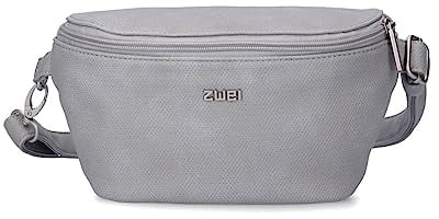 Zwei Damen Hip Bag Mademoiselle.M MH4 Bauchtasche 25 cm 1 Liter aus hochwertigem Kunstleder, Crossbody Bag wasserabweisend, 3-in-1 Bequeme Brusttasche, Gürteltasche & Hüfttasche (Canvas-Grey)