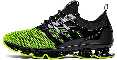 TSIODFO Herren Sneaker Sport Running Athletic Tennis Walking Schuhe, Schwarz (8066 Grün), 42.5 EU