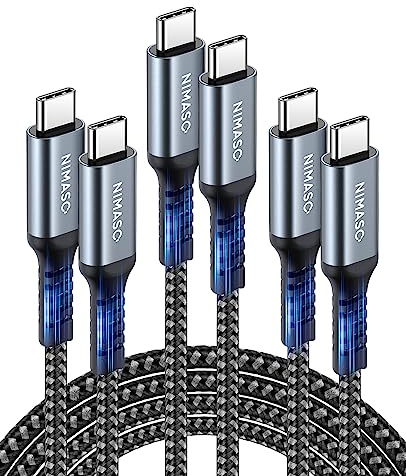 Nimaso USB C auf USB C Kabel [3-Pack/0.3M+1M+2M],USB Typ C PD Ladekabel 60W 20V/3A für Galaxy S23 S22 S21 S20 S10 A53,Note 10,Huawei P30 P20,Google Pixel 3a/3a XL,iPad Pro 2021/2020/2018,MacBook Pro