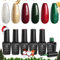 Beetles Christmas Gel Nail Polish Set, Glitter Green Red Gold Silver Dark Dark Red Gel Polish Set Soak Off UV Nail Lamp LED Cured Nail Art Design Gel Nail Kit Christmas Gifts for Women