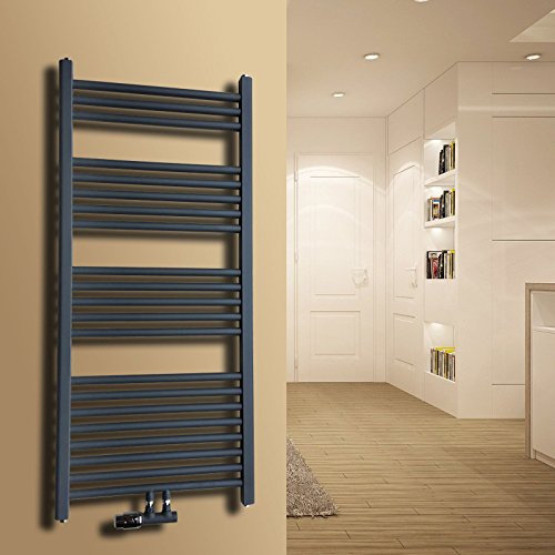 Gulfstream Komfort Badheizkörper 1600 x 500 mm gerade Hochwertiger Handtuchheizkörper in Anthrazit Handtuchwärmer