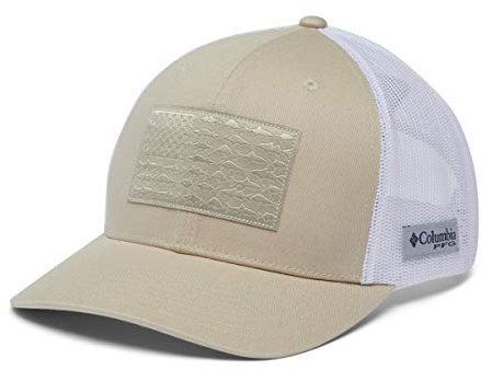 Columbia Unisex Mesh Snap Back Fish Flag Ball Cap PFG Fischflaggen-Ballkappe mit Netzverschluss, Fossil/Weiß/Fisch Flagge, Einheitsgröße