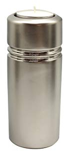 Moderner Teelichthalter Teelichtleuchte Windlicht aus Keramik Silber Höhe 22 cm Breite 9 cm