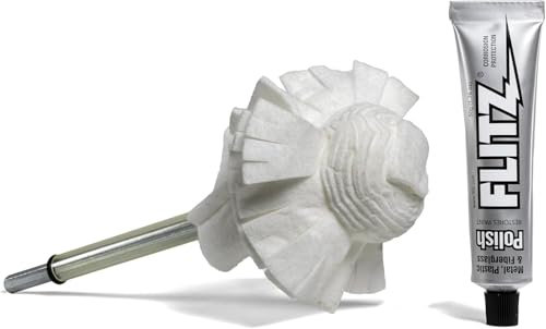 FLITZ Buff Ball w/ 1.76oz Metal Polish Paste - 2in Drill Buffer Polisher Attachment for Any 3/8in Drill - Self-Cooling, Washable Polishing Ball to Buff, Shine, & Protect All Metals, Plastics (1 Pack)