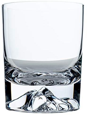 Amehla Foundation Crystal Rocks Glasses - 10oz Whiskey Glasses with Mountains Heavy Weighted Base, Mountain Whiskey Glass for Bourbon - Elegant 10oz Cocktail Glass Set of 2