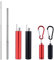 Wolfteeth 2 Pack Pailles Métalliques Télescopiques Réutilisables, Paille à Boire Pliante en Acier Inoxydable Pliable avec étui en métal portable, Brosse de nettoyage télescopique, Noir et Rouge 2503