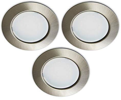 Trango 3er Set G4E-032 LED Möbel Einbaustrahler 12Volt AC/DC Einbauleuchte, Deckenleuchte Nickel matt zum Ersetzen herkömmlichen G4 Möbelleuchte, Küchenhaube Leuchte, Schrankleuchte usw.