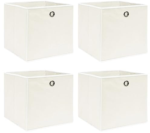 vidaXL 4X Aufbewahrungsbox Zusammenklappbar Spielkiste Regalkorb Faltkiste Korb Kinderbox Box Kiste Regalbox Staubox Weiß 32×32×32cm Stoff