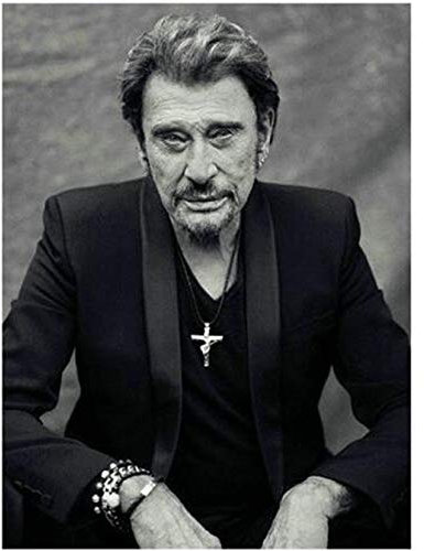 ANnjab 5d Bricolage Diamant Peinture Plein carré Johnny Hallyday Portrait Chanteur français Diamant mosaïque 3D Diamant Broderie 30x40 cm