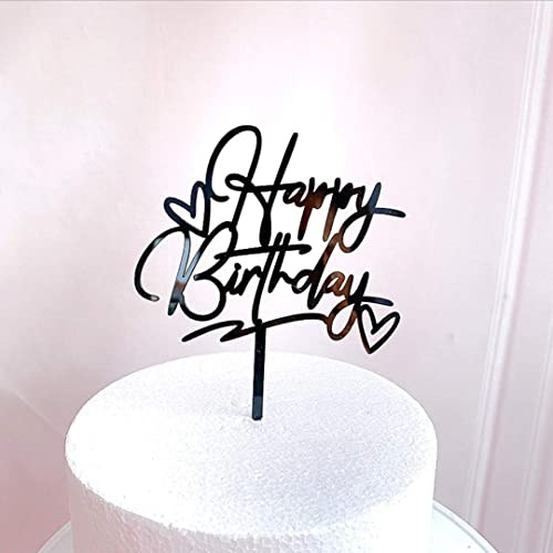 Décoration de gâteau « Happy Birthday » en acrylique - Noir, Décoration Anniversaire