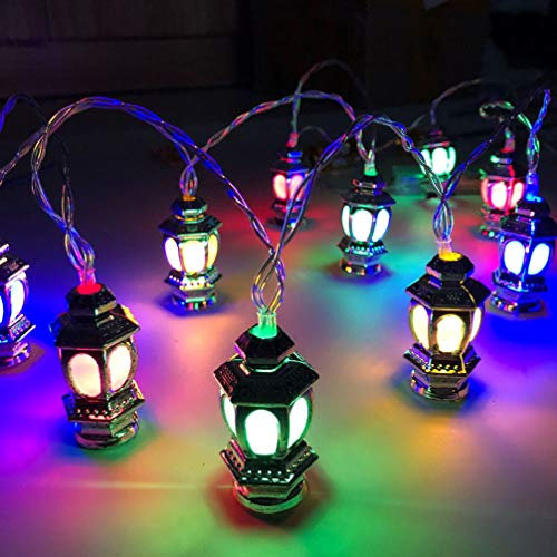 OSALADI Muslim Eid Lichter String Indoor Bunte Ramadan Laterne Form String Licht Goldene Ramadan Mubarak Licht für Eid Al- Fitr Party Festival Home
