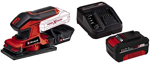 Einhell Power X-Change 1/3 Sheet Cordless Orbital Sander - 18V Electric for Wood, Plaster and Metal - TE-OS 18/187 Li Battery Sander with Dust Collection Set