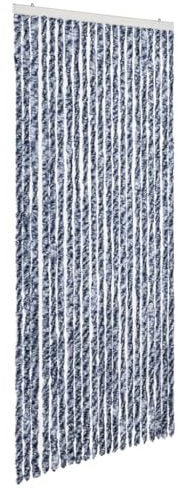 vidaXL Moustiquaire Rideau d'Insectes de Porte Rideau Contre Mouches Moustiques Caravane Extérieur Maison Mobile Bleu et Blanc 90x200 cm Chenille