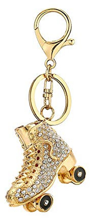 Skates Strass Schlüsselanhänger, Schuh Gold funkelnder Charm Schlüsselanhänger Gr. L, gold