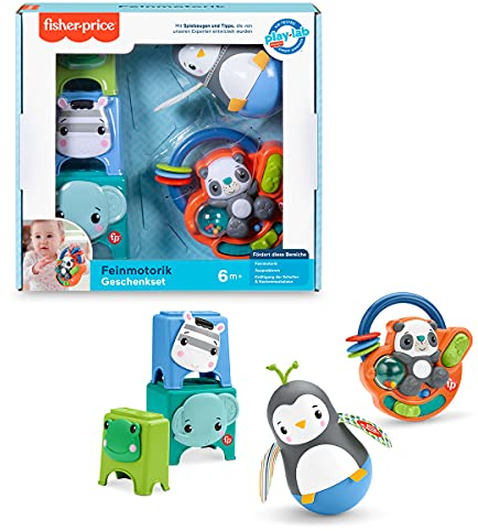 Fisher-Price HFJ93 - Feinmotorik Geschenkset, 3 Aktivitätsspielzeuge, Babyspielzeug ab 6 Monaten