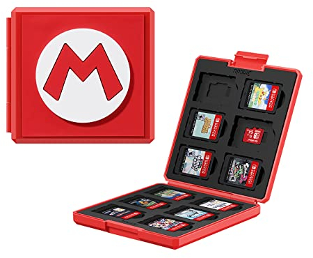 JINGDU Custodia per schede di gioco per Nintendo Switch, portatile e sottile scatola rigida, custodia protettiva antiurto portacartucce con 12 slot per cartucce per Switch NS/OLED/Lite, M